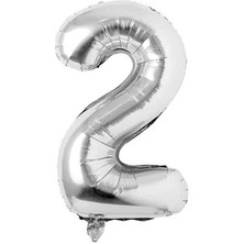 Cugy Folyo Balon Rakam Helyum Uyumlu  40 cm Gümüş  Renk