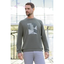 Morven  Erkek Yeşil Trend Bisiklet Yaka Sweat-Shirt
