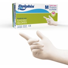Dolphin Pudralı Lateks Muayene Eldiveni M Beden 100 Adet - MDR