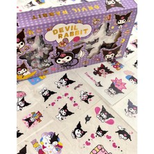 Sanrio Karakter Kuromi 20 Yaprak Pet Sticker 20 Yaprak Kağıt Sticker / 40 Yaprak Mor Kutu Sticker Set