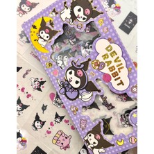 Sanrio Karakter Kuromi 20 Yaprak Pet Sticker 20 Yaprak Kağıt Sticker / 40 Yaprak Mor Kutu Sticker Set