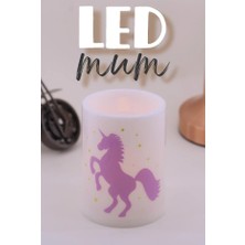 ByKurt 3lü Unicorn LED Mum Bardak Tipi Pilli Dumansız Alevli Dekoratif Yapay Mum 10 cm