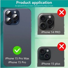 TrendyTech iPhone 15 Pro ve iPhone 15 Pro Max Uyumlu Çizilmeye Dayanıklı Temperli Kamera Lens Koruyucu