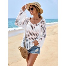 File Detaylı Yırtmaçlı Kolları Valonlu Uzun Kol Triko Bluz