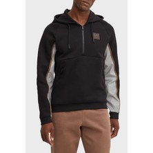 Ea7 Pamuklu Regular Fit Renk Bloklu Yarım Fermuarlı Kapüşonlu Sweat Erkek Sweat 6DPM37 Pjodz 1200