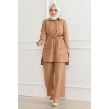 Moda Mihram Düğme Detaylı Takım Bej 19223
