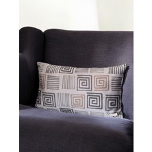 Dublin Modern Geometrik Desenli Suni Nubuk Antrasit Gri Dikdörtgen Dekoratif Kırlent Kılıfı 60X35