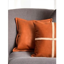 Doryan Home Ege Kiremit Suni Nubuk Deri Kare 2'li Set Dekoratif Kırlent Kılıfları 45x45