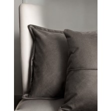 Doryan Home Ege Antrasit Gri Suni Nubuk Deri Kare 2'li Set Dekoratif Kırlent Kılıfları 45x45