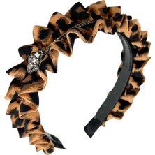 Modex Yonca Detaylı Şerit Taşlı Leopar Taç