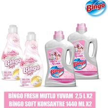 Bingo Fresh Yüzey Temizleyici Mutlu Yuvam 2,5 L 2'li + Bingo Soft Konsantre Yumuşatıcı Manolya 1440 ml 2'li