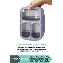 Vagonlife Bento 620ML Lunchbox Yeni Koleksiyon Tek Katlı 3 Bölmeli Çelik Sefer Tası Yemek Kutusu