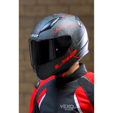 LS2 Rapid 2 Takaroa Mat Siyah-Kırmızı Kask Siyah Vizörlü