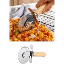 Hamur Pizza Börek Bıçağı Kesici Ruleti Ahşap Saplı