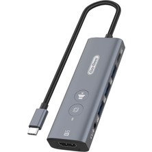 Go-Des Go Des GD-6903 Type-C Bağlantılı 6in1 Hub Adaptör Usb3.0/hdmi/pd 100W/4K Ultra Hd 30hz/5Gbps Gri