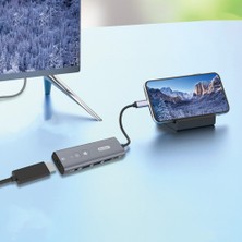 Go-Des Go Des GD-6903 Type-C Bağlantılı 6in1 Hub Adaptör Usb3.0/hdmi/pd 100W/4K Ultra Hd 30hz/5Gbps Gri