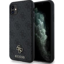 Guess Apple iPhone 11 Uyumlu Kılıf Guess Orjinal Lisanslı Magsafe Şarj Özellikli Small 4g Classic Kapak Siyah