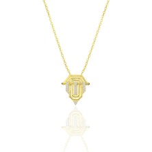 Söğütlü Silver Gümüş Altın Yaldızlı Zirkon Taşlı Seranay Kolye SGTL12666GOLD