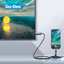 Go-Des Go Des GD-HM812 Lightning To HDMI Kablo 2 Metre Gri