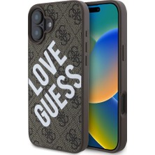 Guess Apple iPhone 16 Uyumlu Kılıf Guess Orjinal Lisanslı Bi Love Guess Kapak Kahverengi