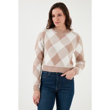 Fashion Friends Regular Fit Sıfır Yaka Desenli Kazak Kadın Kazak 24K0194K1
