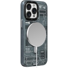 YoungKit Apple iPhone 15 Pro Max Uyumlu Kılıf Magsafe Şarj Özellikli Youngkit 360° Standlı Technology Serisi Gri