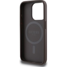 Guess Apple iPhone 14 Pro Uyumlu Kılıf Guess Orjinal Lisanslı Magsafe Şarj Özellikli Small 4g Classic Kahverengi