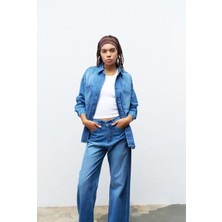 Açık Mavi %100 Cotton Gömlek Pantolon Takım