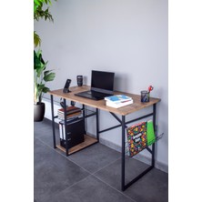 Nur Metal Çalışma Masası Takımı 120X60 cm Bilgiseyar, Ders, Ofis Masası - Çam