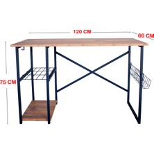 Nur Metal Çalışma Masası Takımı 120X60 cm Bilgiseyar, Ders, Ofis Masası - Çam
