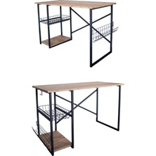 Nur Metal Çalışma Masası Takımı 120X60 cm Bilgiseyar, Ders, Ofis Masası - Çam