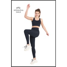 Miss Maral Kadın Lacivert Tayt Yüksek Bel Toparlayıcı Tam Boy Modern ve Dinamik Stil HB11021