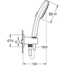 Grohe Tempesta Cube 110 El Duşu Seti 3 Fonksiyonlu (Rain, Jet, Massage) - 26910003