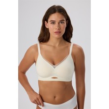 Nulu Şampanya Tül Biyeli Dekolte Dikişsiz Sütyen