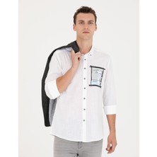 Pierre Cardin Erkek Beyaz Regular Fit Uzun Kollu Gömlek 50265588-VR013