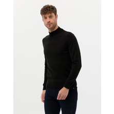 Pierre Cardin Erkek Siyah Slim Fit Yarım Balıkçı Yaka Basic Triko Kazak 50276161-VR046