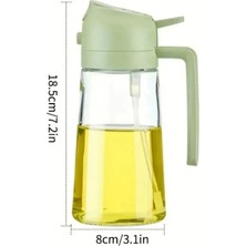 2'li Çift Fonksiyonlu Cam Yağdanlık 450ML Zeytinyağı Sıvıyağ Şişesi Airfryer Sprey Yağlık Sirkelik
