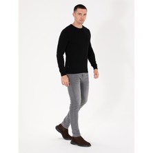 Pierre Cardin Erkek Siyah Slim Fit Bisiklet Yaka Basic Triko Kazak 50270179-VR046