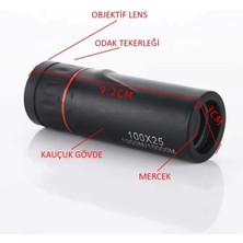 UmoTech 100X25 Tek Gözlü Dürbün 100 Kat Büyütme 25 mm Objektif Çapı Su Geçirmez ve Anti Reflection Kaplama