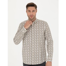 Pierre Cardin Erkek Haki Regular Fit Uzun Kollu Gömlek 50273550-VR027
