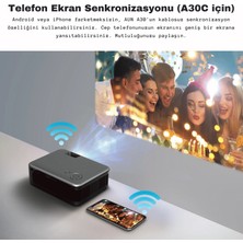 Shopfast  Mini Taşınabilir Projeksiyon Cihazı Hoparlörlü 1080P Wifi Ev Kamp Sineması Aun A30C Bataryalı Cinema Home Açıkhava