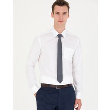 Pierre Cardin Erkek Beyaz Parlak Saten Regular Fit Uzun Kollu Basic Gömlek 50277146-VR013