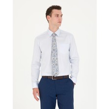Pierre Cardin Erkek Açık Mavi Parlak Saten Regular Fit Uzun Kollu Basic Gömlek 50277146-VR003