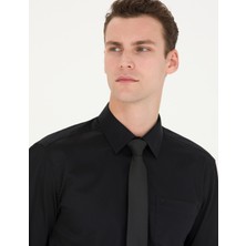Pierre Cardin Erkek Siyah Regular Fit Uzun Kollu Basic Gömlek 50277146-VR046