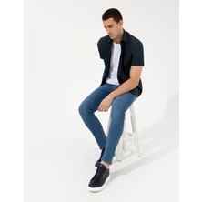 Pierre Cardin Erkek Lacivert Regular Fit Kısa Kollu Gömlek 50255266-VR033