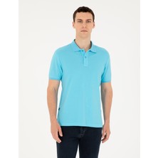 Pierre Cardin Erkek Turkuaz Slim Fit Basic Tişört 50280754-VR093