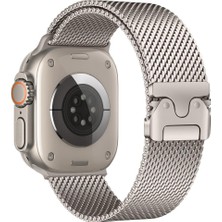 AktarMobile Apple Watch Ultra / Ultra 2 49 mm Uyumlu Hasır Çelik Örgü Kordon Premium Çelik Kayış Kilitli Toka