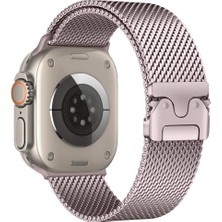 AktarMobile Apple Watch Ultra / Ultra 2 49 mm Uyumlu Hasır Çelik Örgü Kordon Premium Çelik Kayış Kilitli Toka