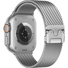 AktarMobile Apple Watch 10 / 11 46 mm Uyumlu Hasır Çelik Örgü Kordon Premium Paslanmaz Çelik Kayış Kilitli Toka