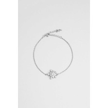 Elsa 18 Ayar Beyaz Altın Kaplama 19 cm Gümüş Bileklik